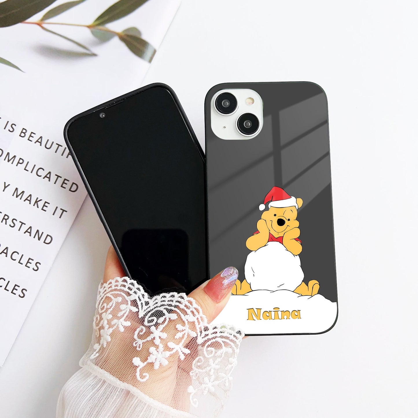 Festive Bear Customized Glass Mobile Cover