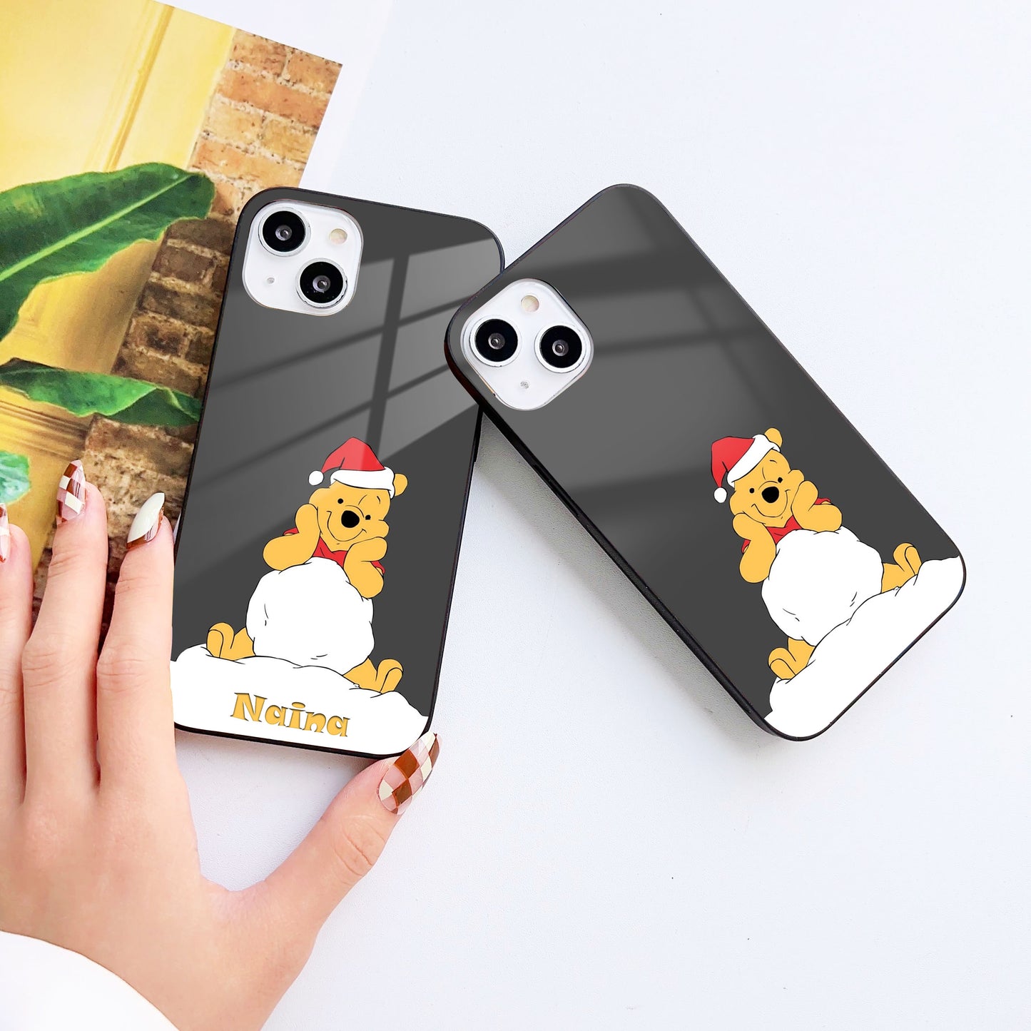Festive Bear Customized Glass Mobile Cover