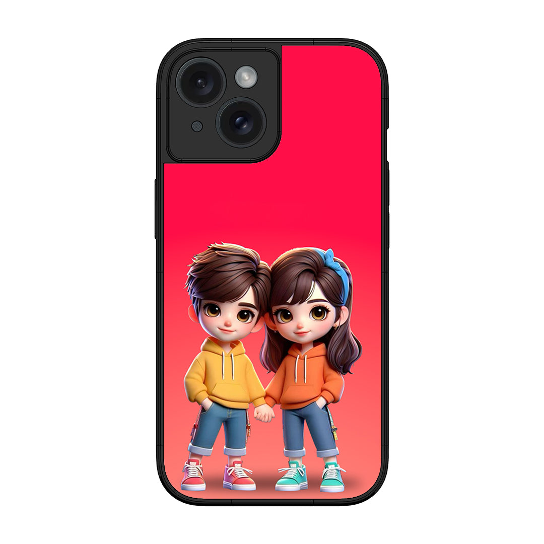 Cute Couple Glass Case Phone Cover For iPhone