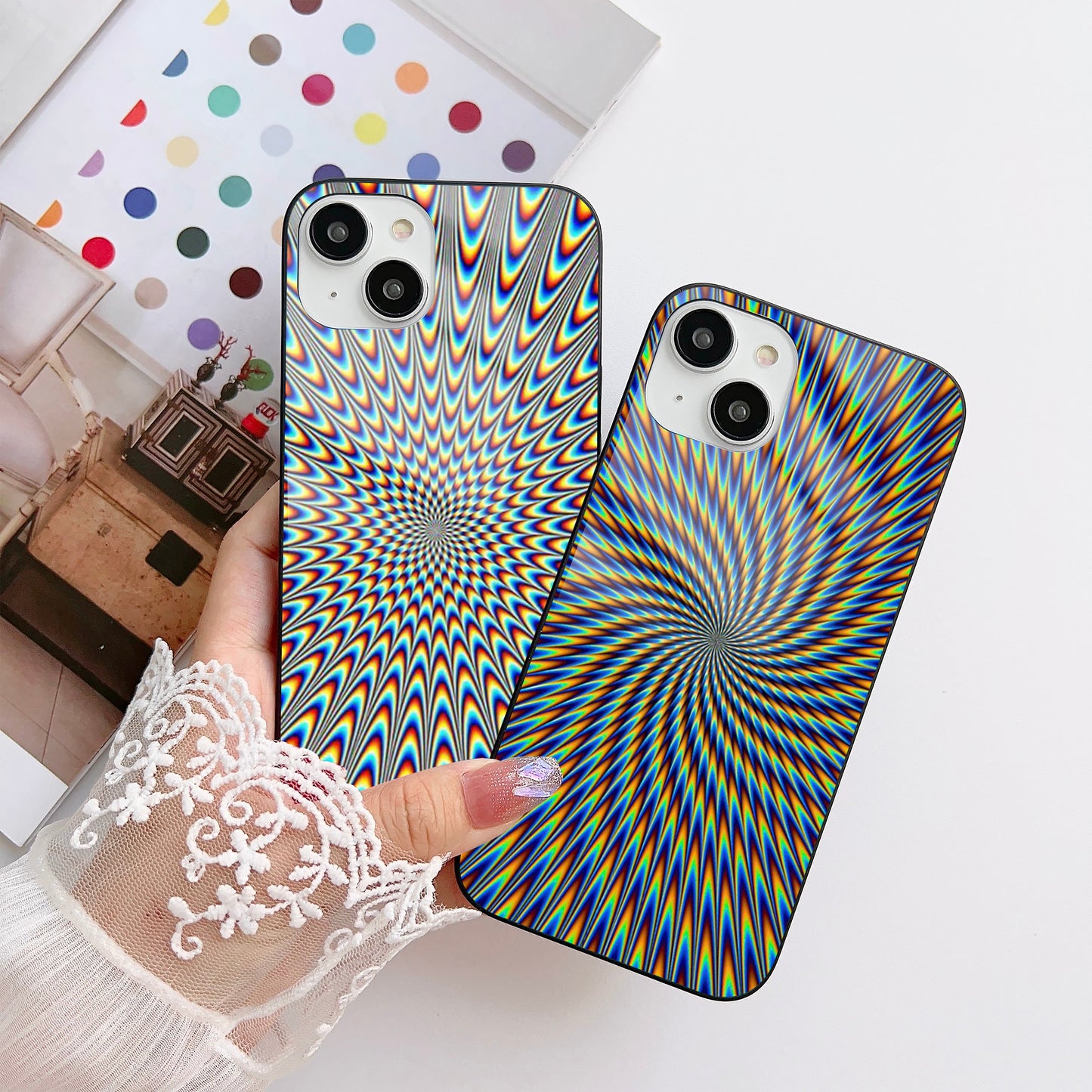 Illusion Wave Glass Case Mobile Cover