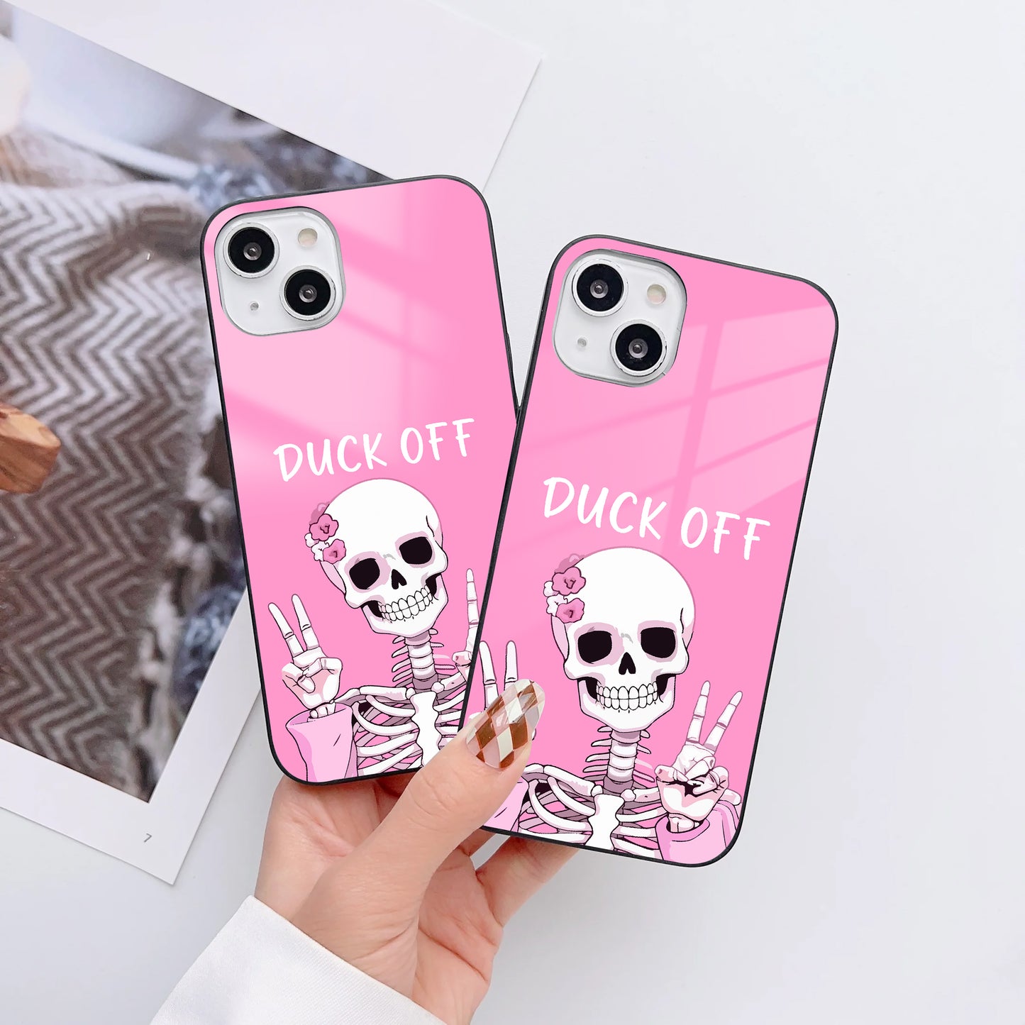 Sassy Skeletons Customized Glass Mobile Cover