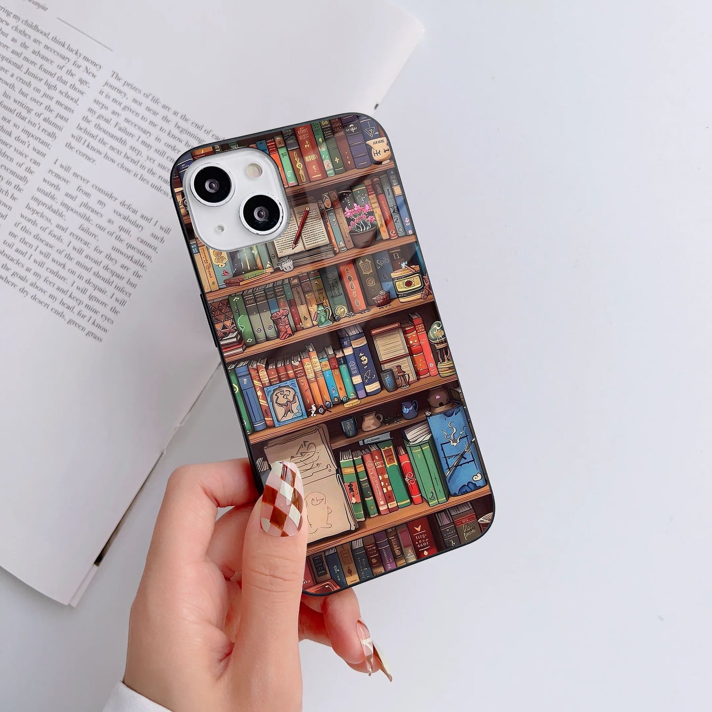 Literary Book Nook Glass Case Mobile Cover