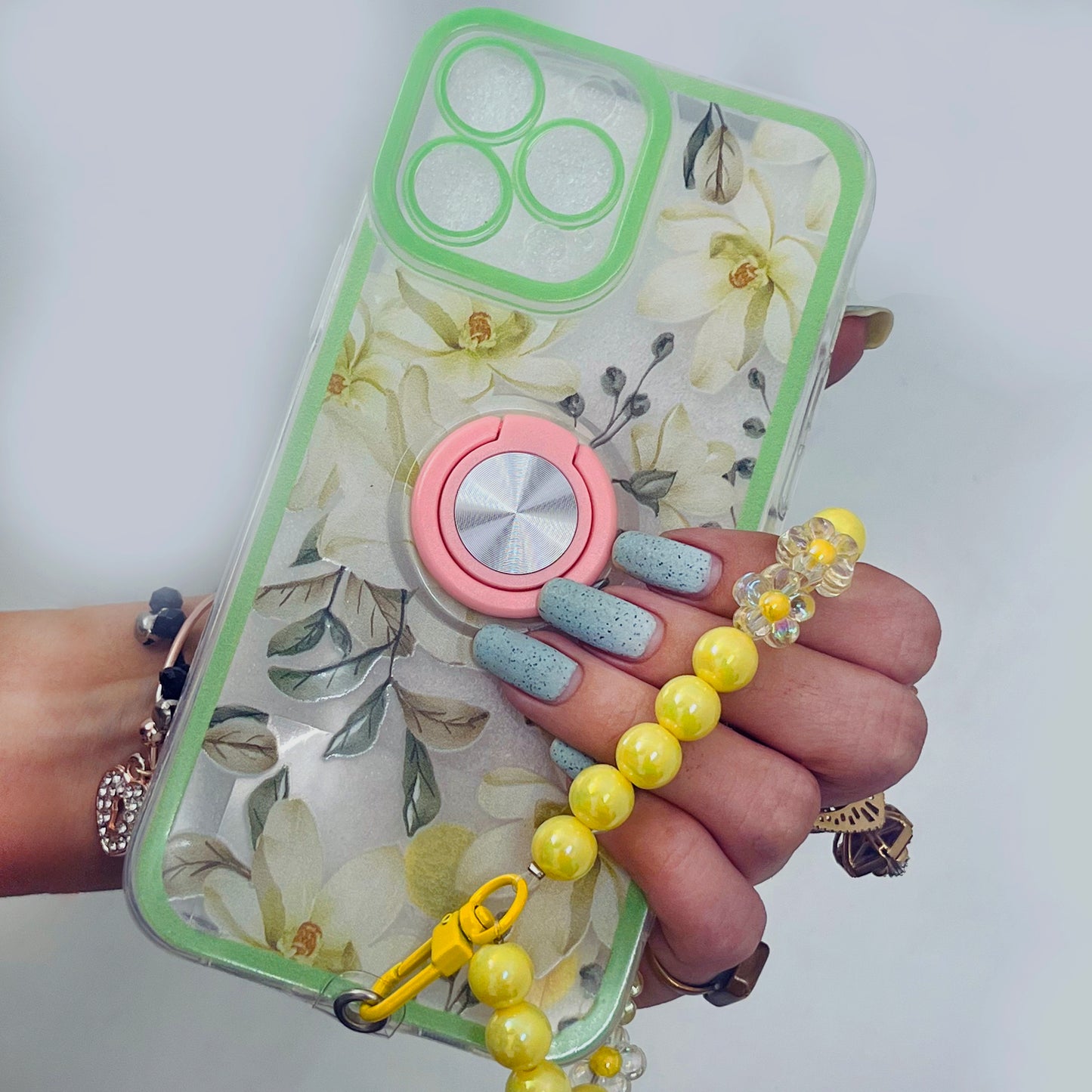 Retro Flower With Chain Silicon Case For iPhone