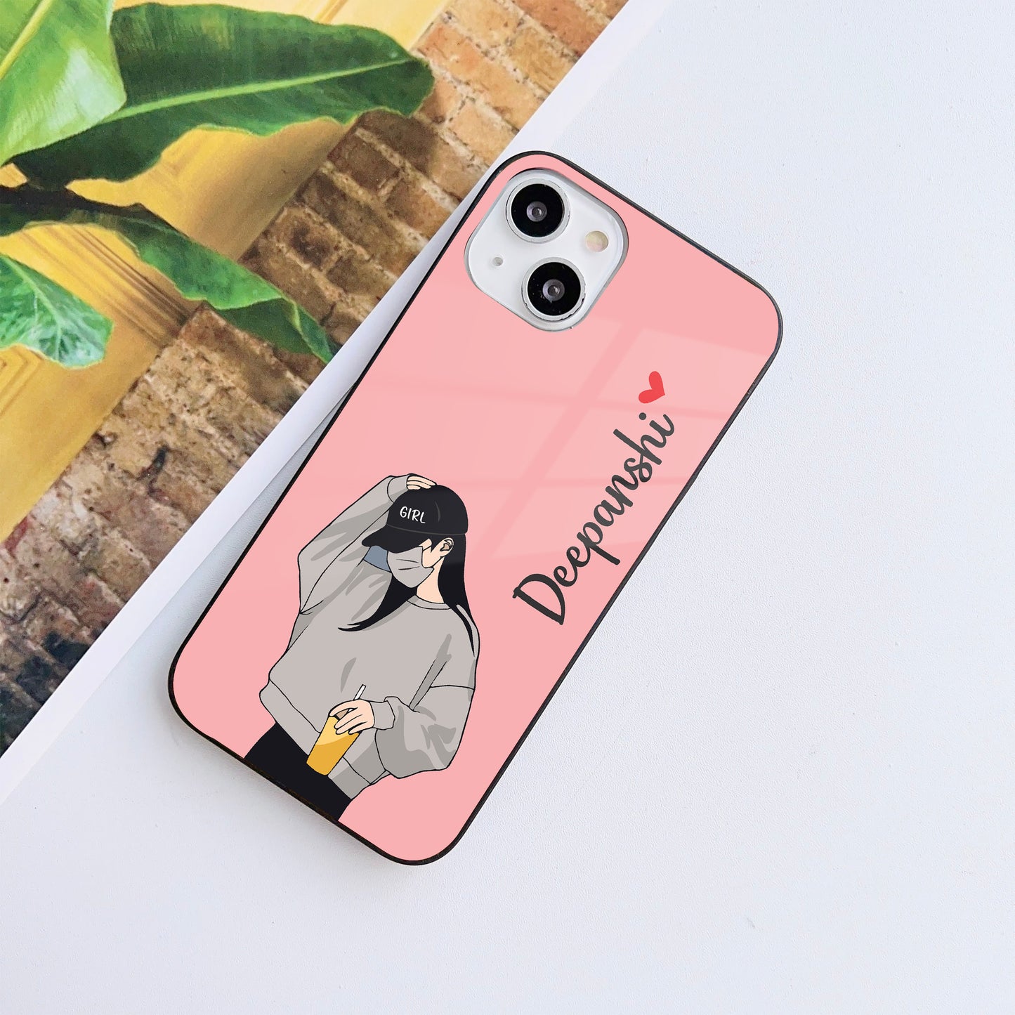 Stylish Girl Customized Glass Mobile Cover