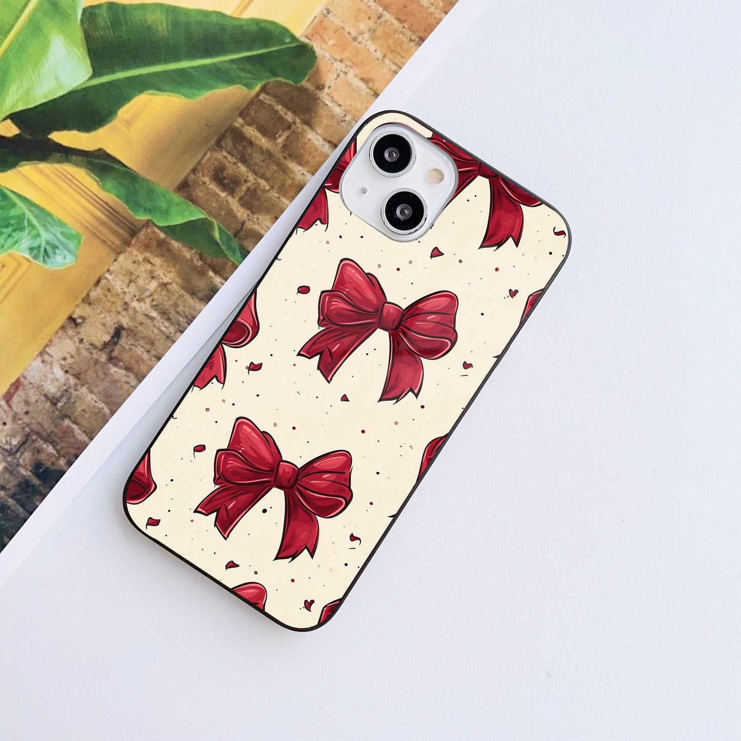 Christmas bow Glass Case Mobile Cover