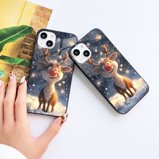 Snowy Deer Glass Case Mobile Cover