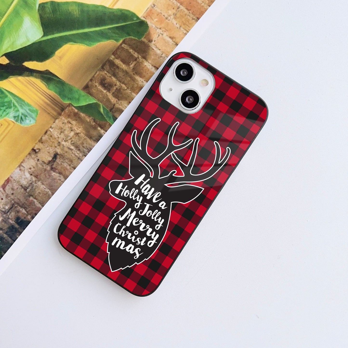 Reindeer Bliss Glass Case Mobile Cover