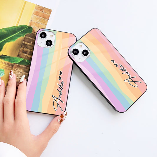 Colorful Pastel Striped Customized Glass Mobile Cover