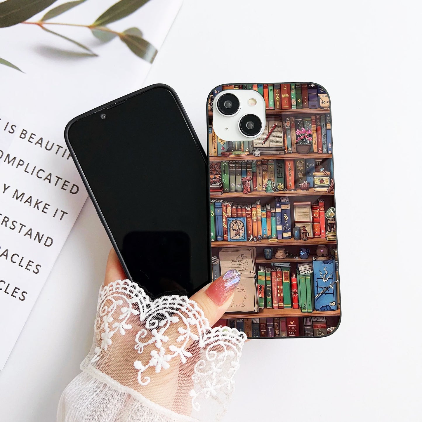 Literary Book Nook Glass Case Mobile Cover