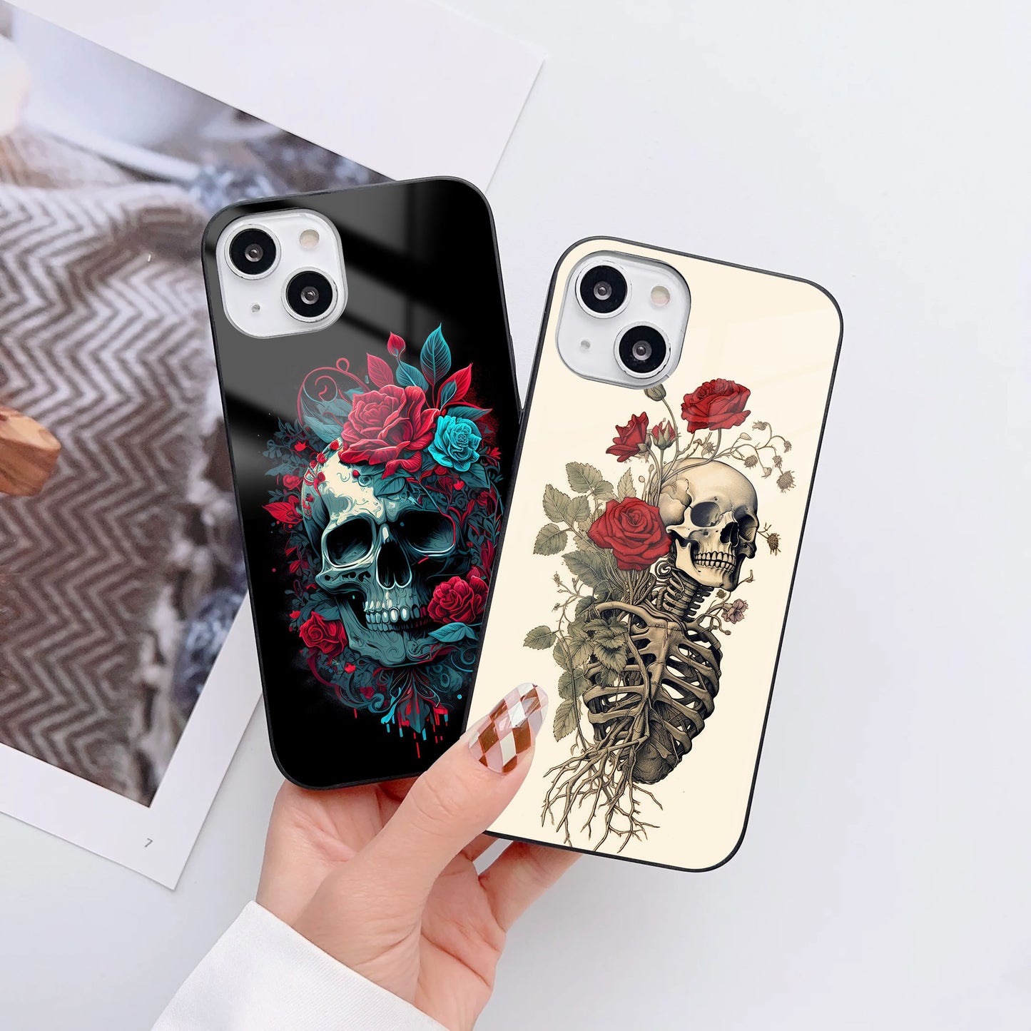 Bone & Blossom Glass Case Mobile Cover