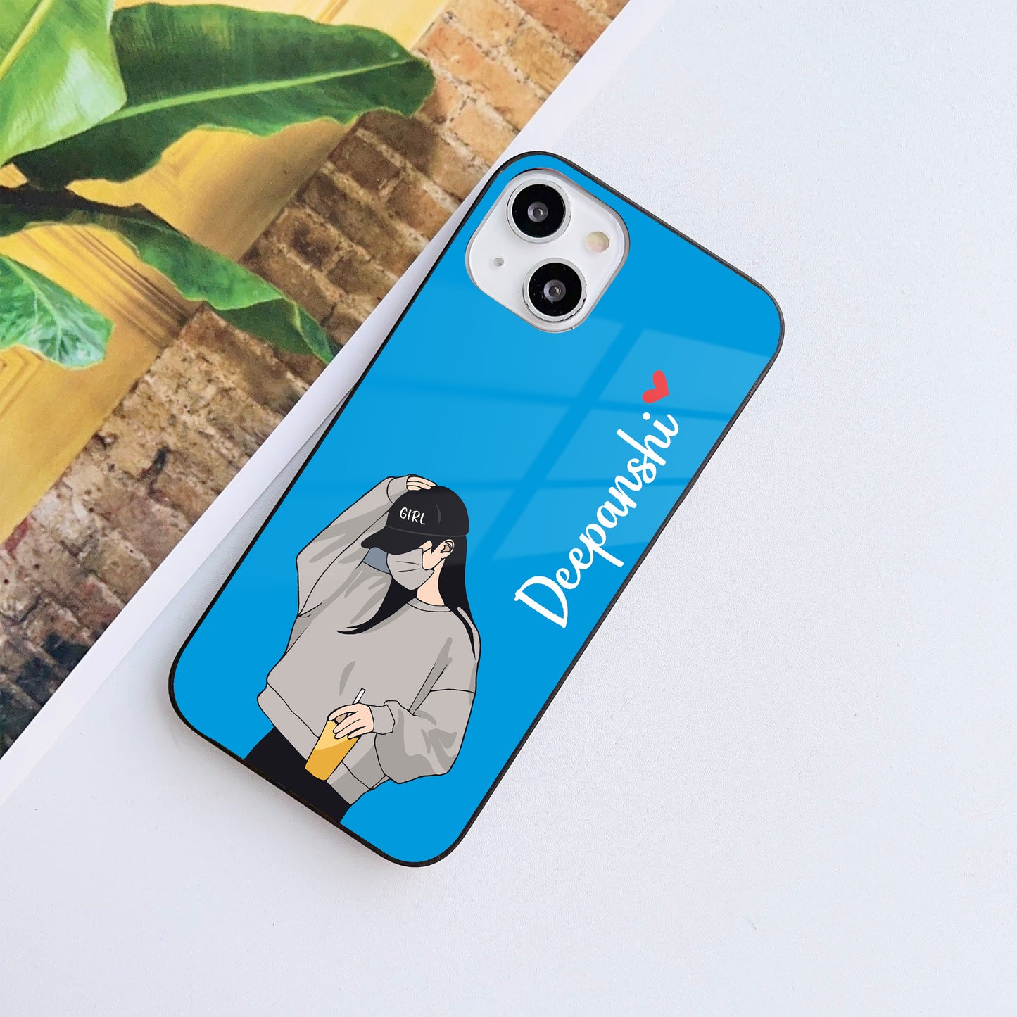 Stylish Girl Customized Glass Mobile Cover