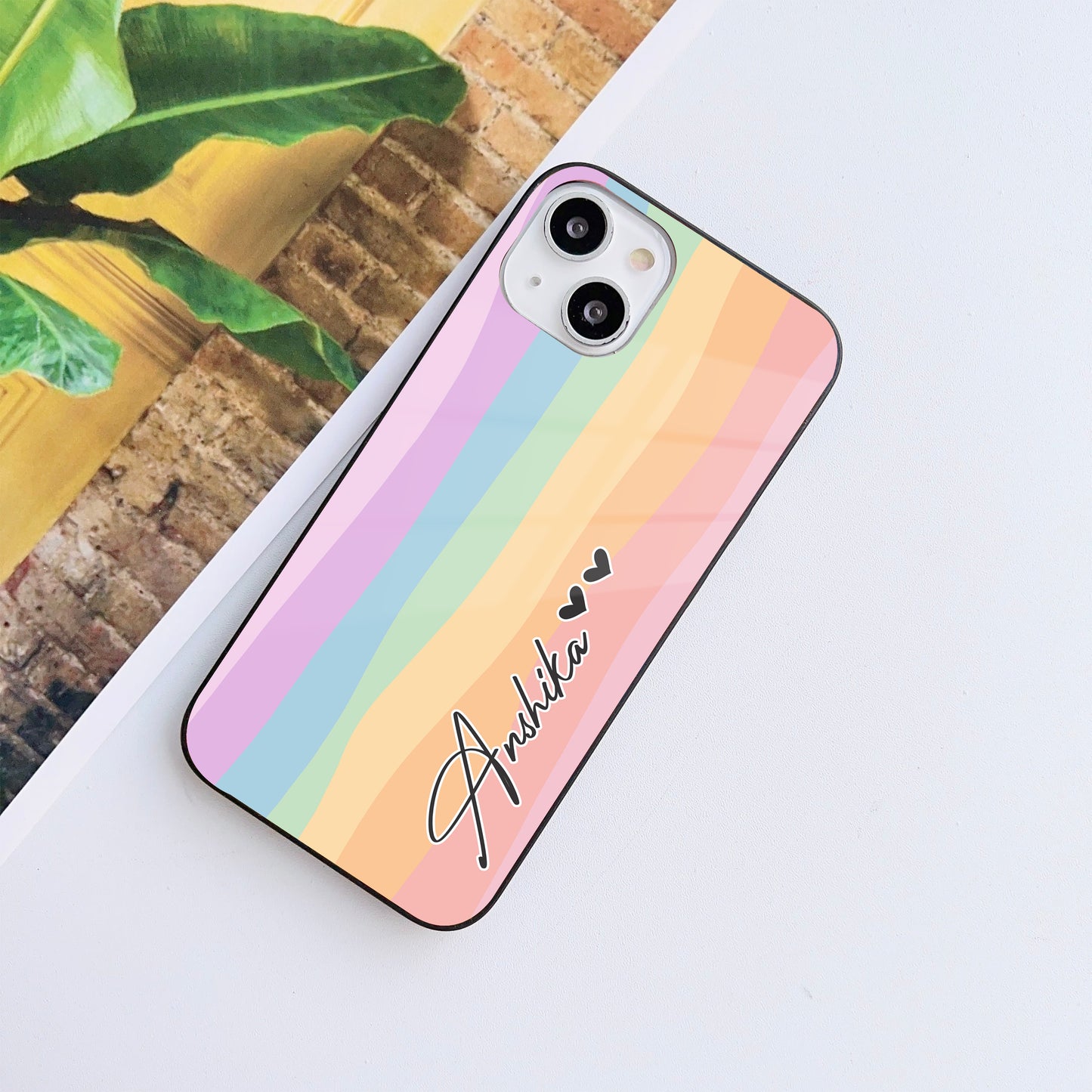 Colorful Pastel Striped Customized Glass Mobile Cover