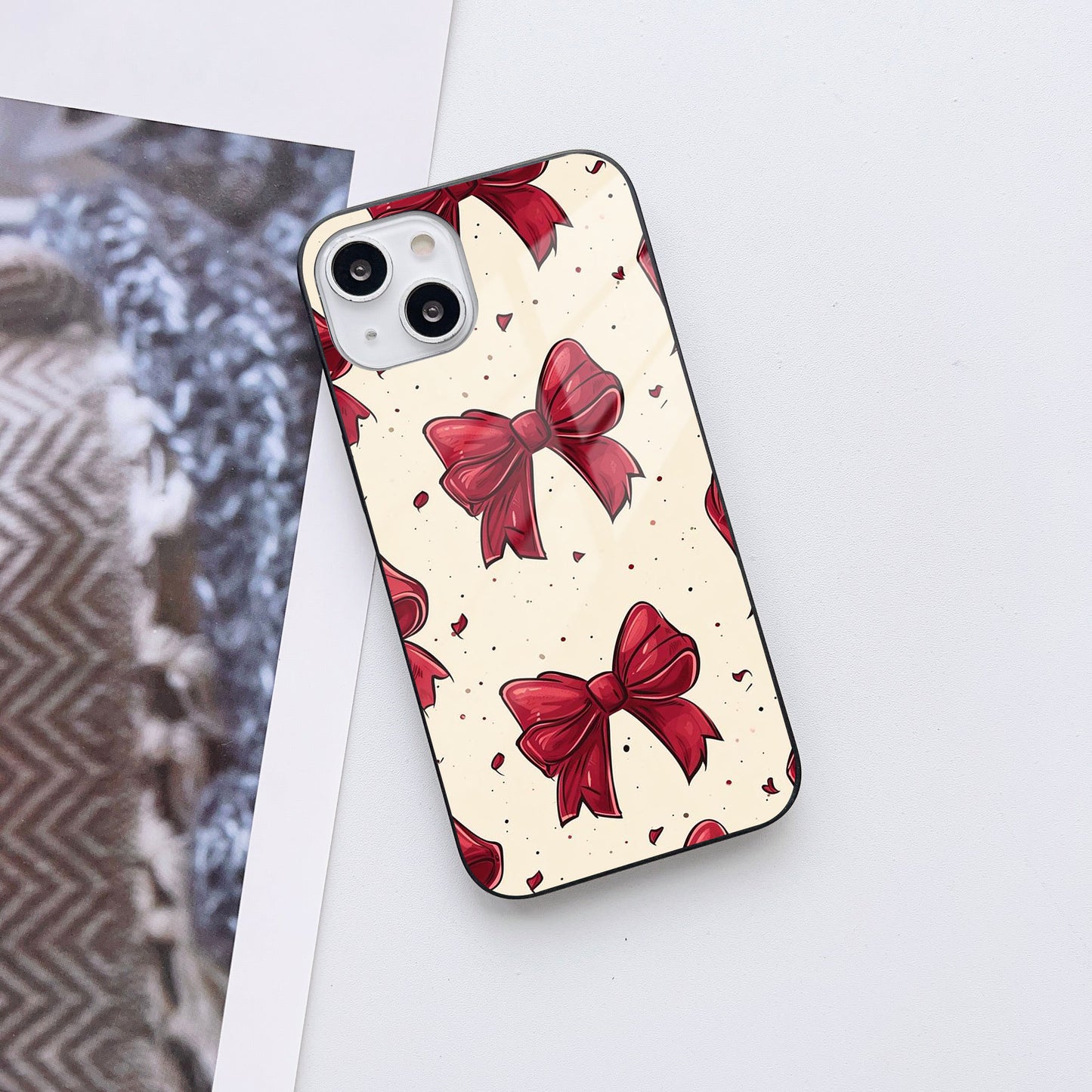 Christmas bow Glass Case Mobile Cover