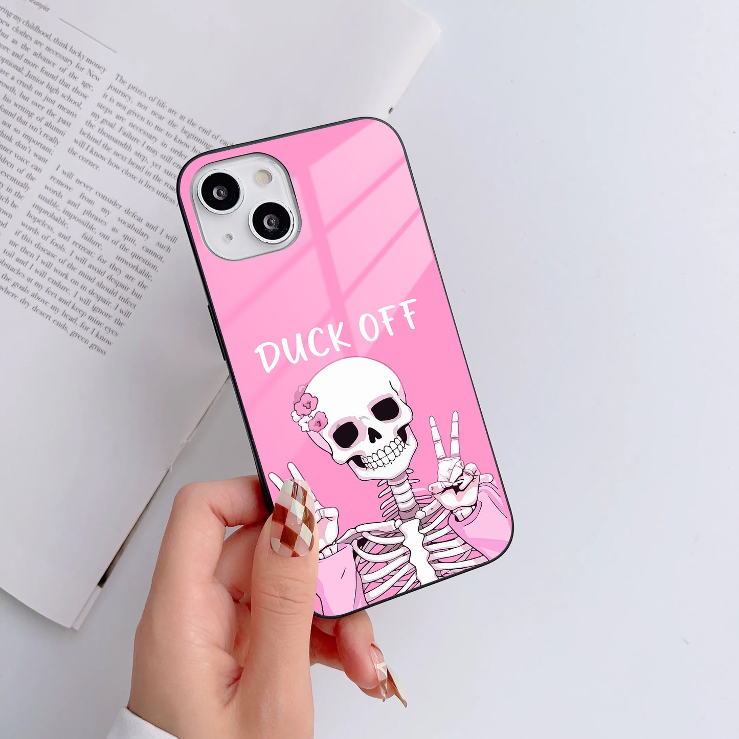 Sassy Skeletons Customized Glass Mobile Cover