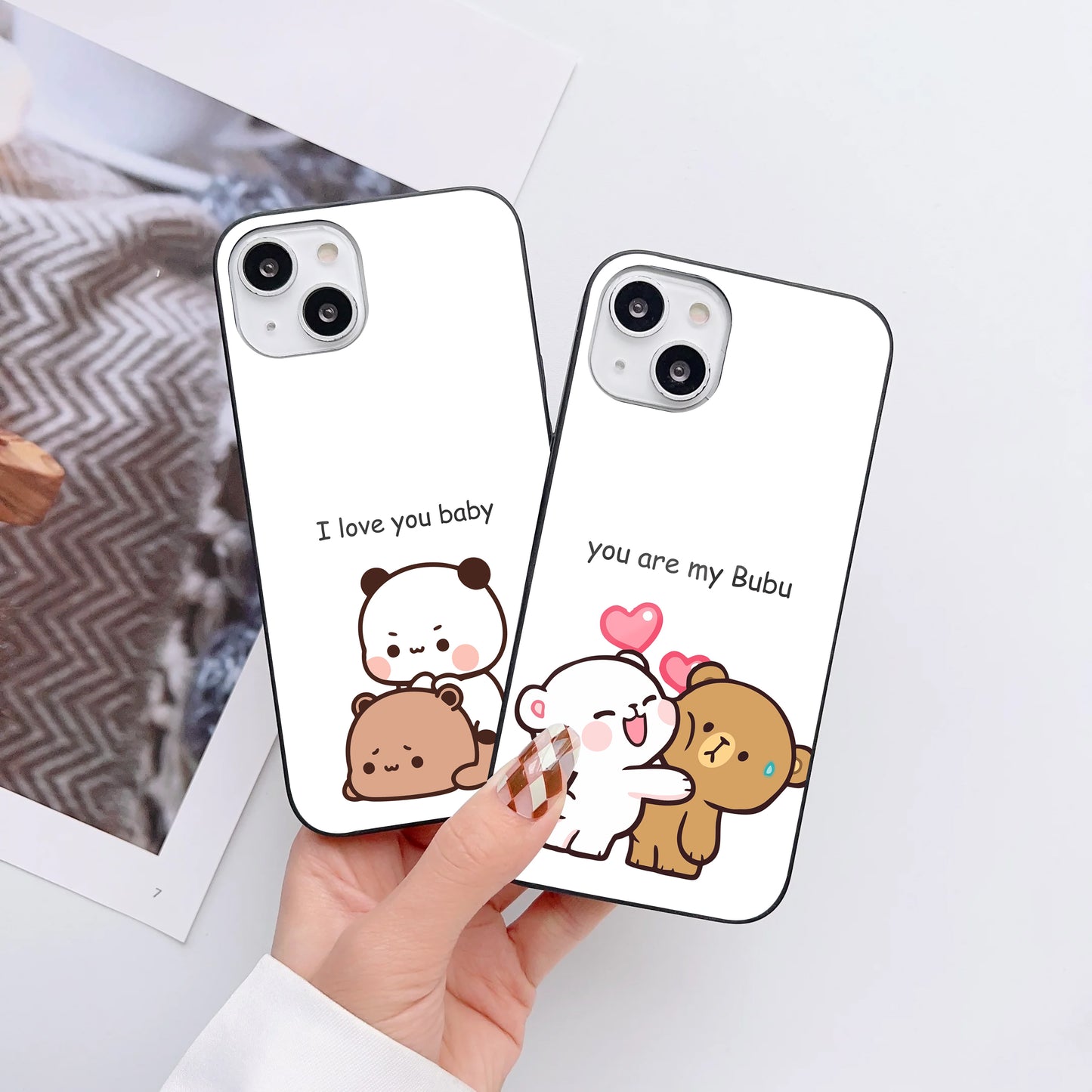 Dudu Bubu Love Pair Glass Mobile Cover