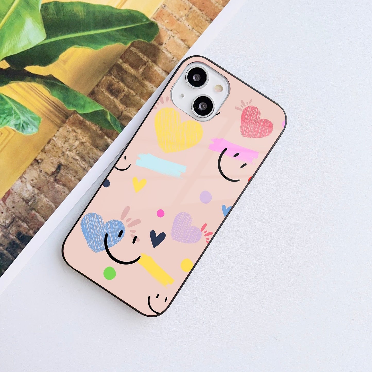 Heart & Smile Customized Glass Mobile Cover