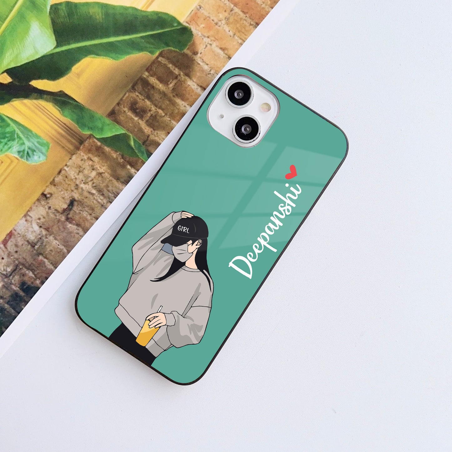 Stylish Girl Customized Glass Mobile Cover