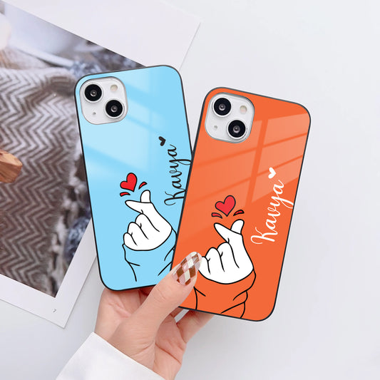 Korean Heart Customized Glass Mobile Cover