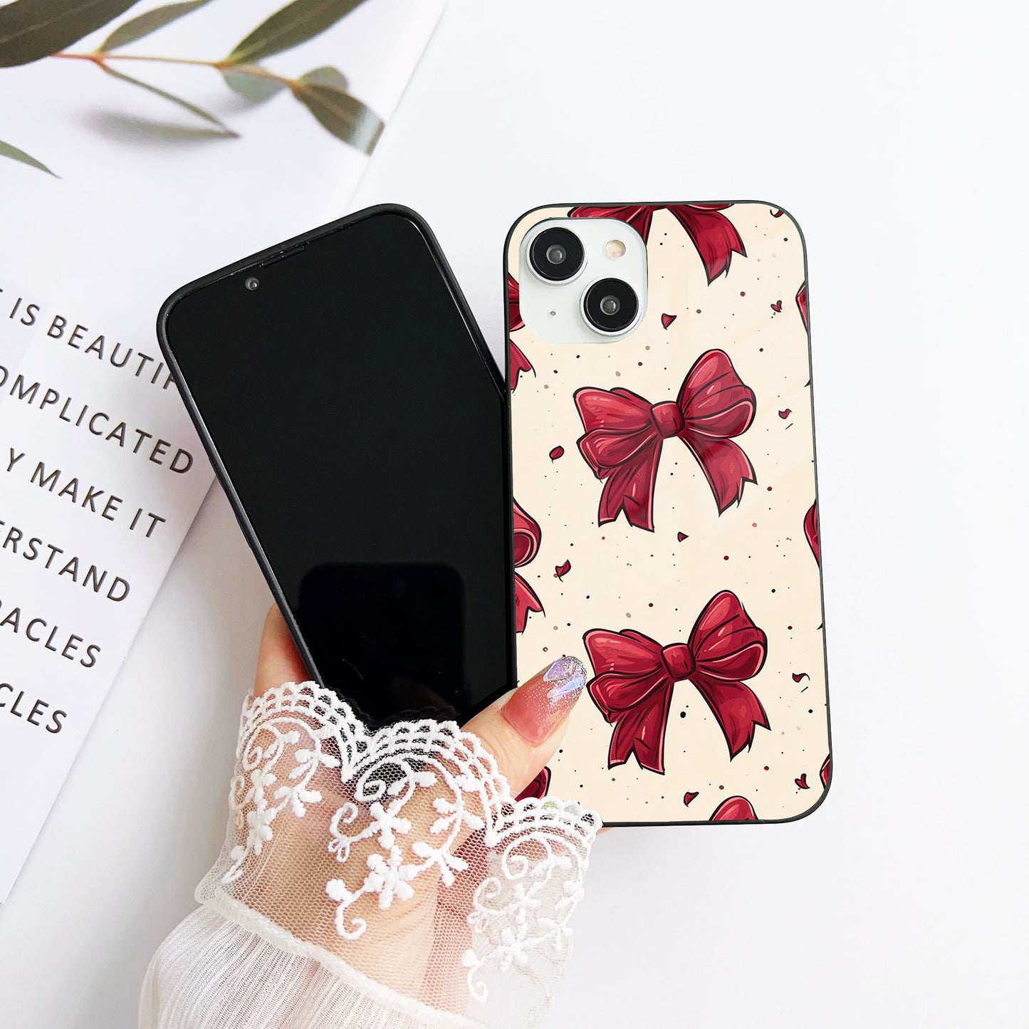 Christmas bow Glass Case Mobile Cover