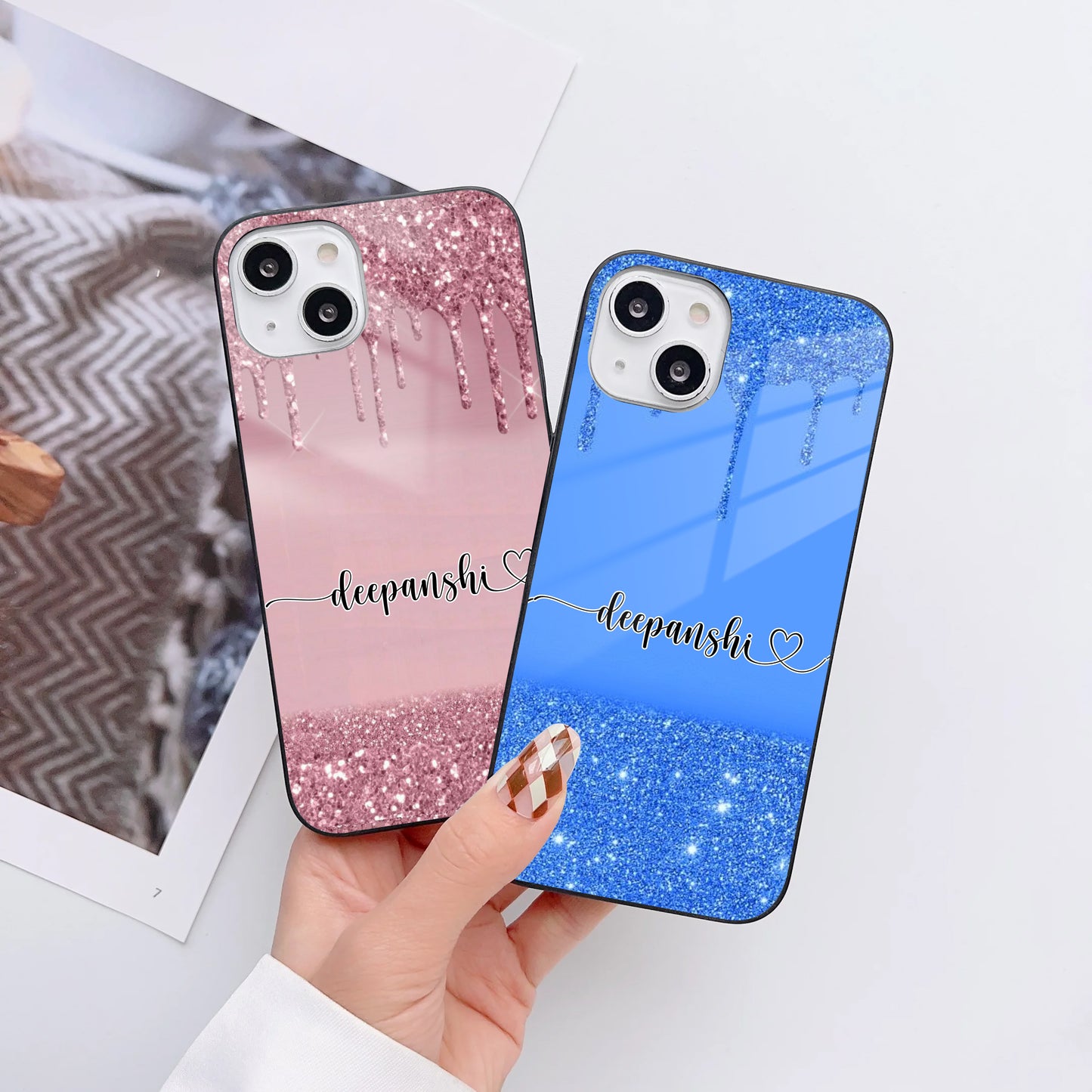 Drip & Dazzle Glitter Customized Glass Mobile Cover