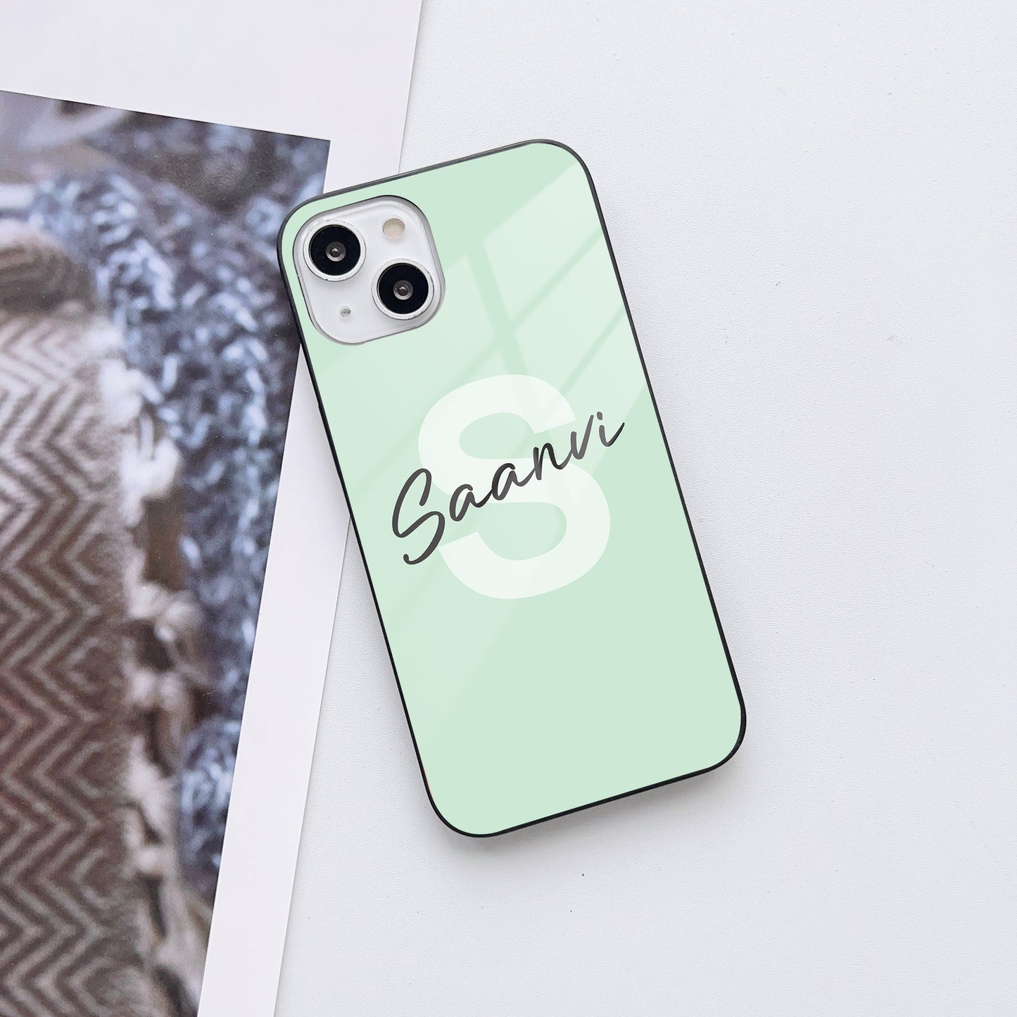 Name Initials Customized Glass Mobile Cover