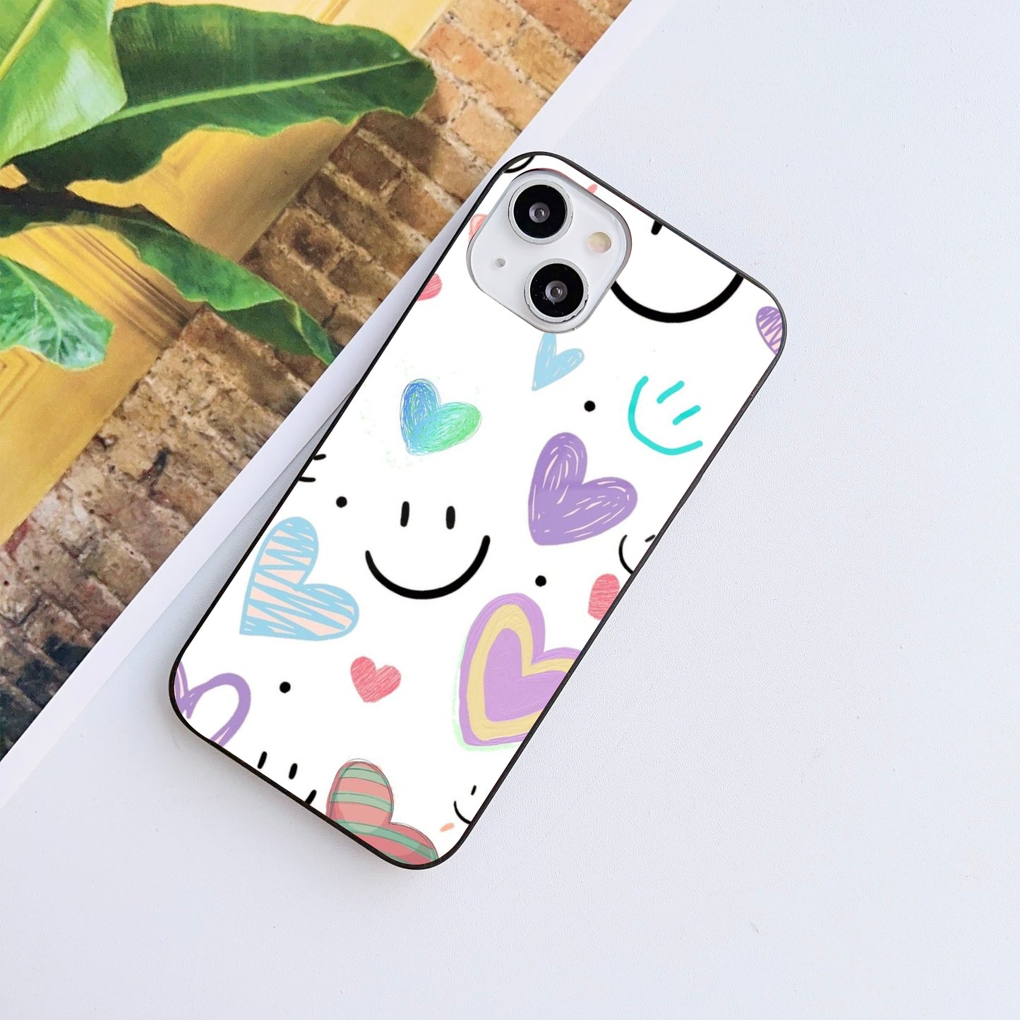 Heart & Smile Customized Glass Mobile Cover