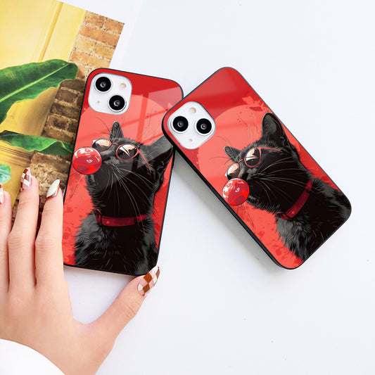 Purrfect Red Glass Case Mobile Cover