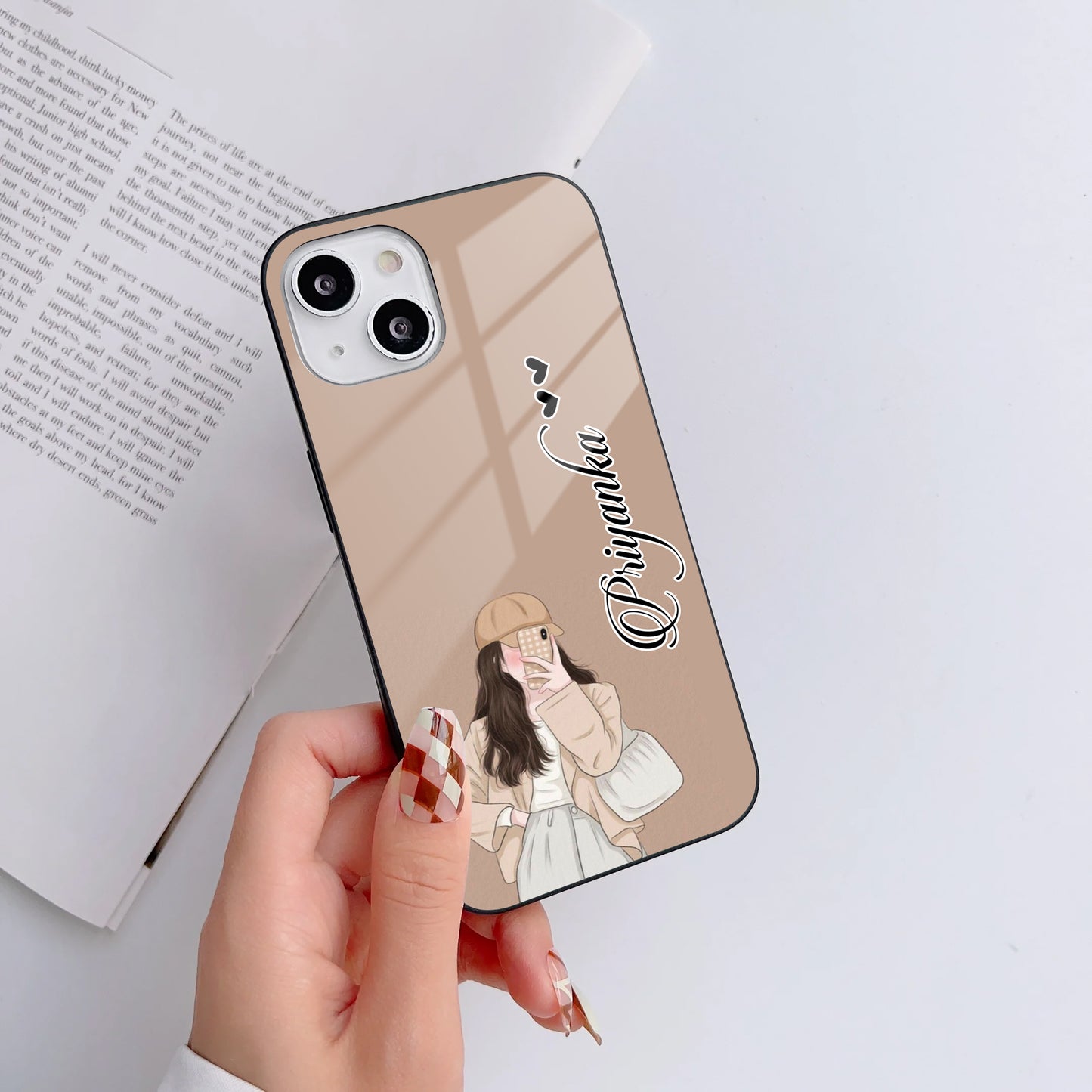 Fashionista Trendy Girl Customized Glass Mobile Cover