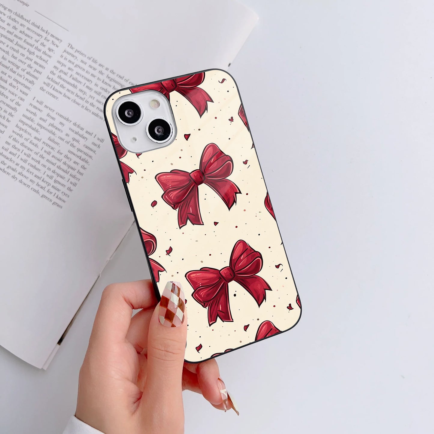 Christmas bow Glass Case Mobile Cover