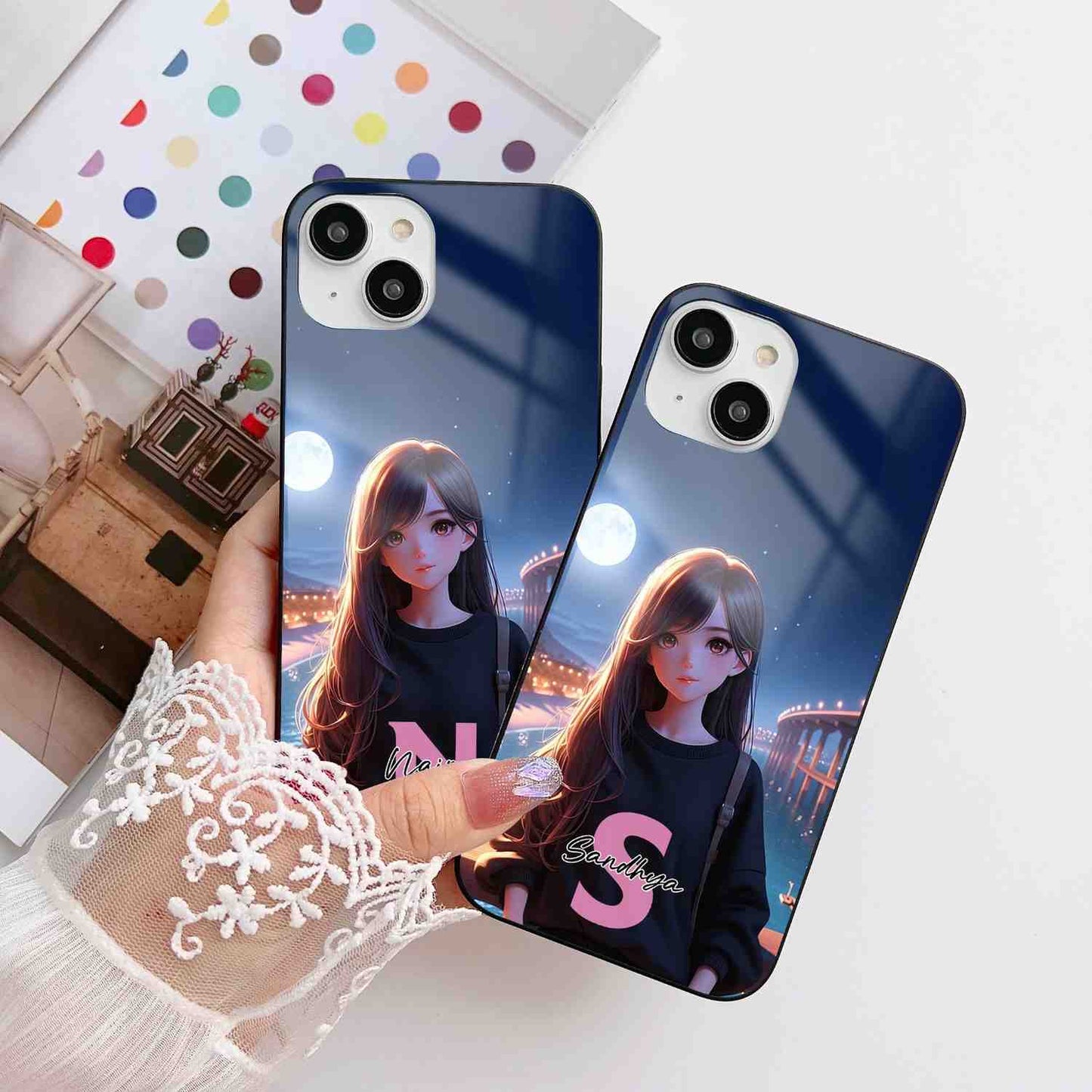 Moonlit Elegance Customized Glass Mobile Cover