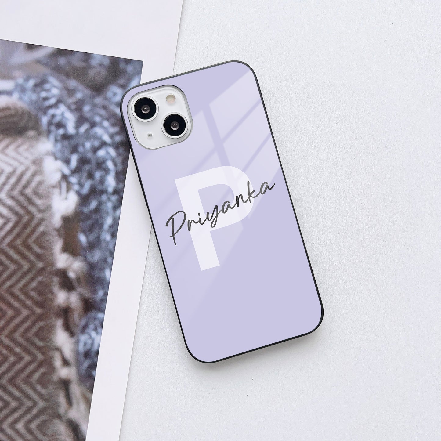 Name Initials Customized Glass Mobile Cover