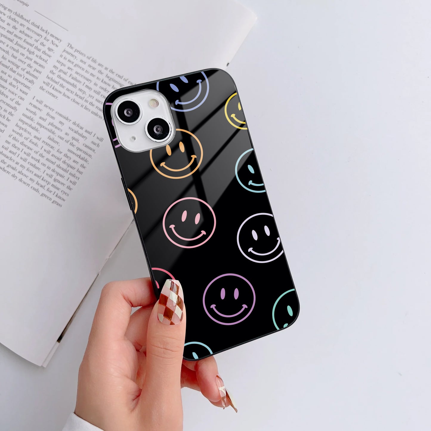 ColorWave Smiley Customized Glass Mobile Cover