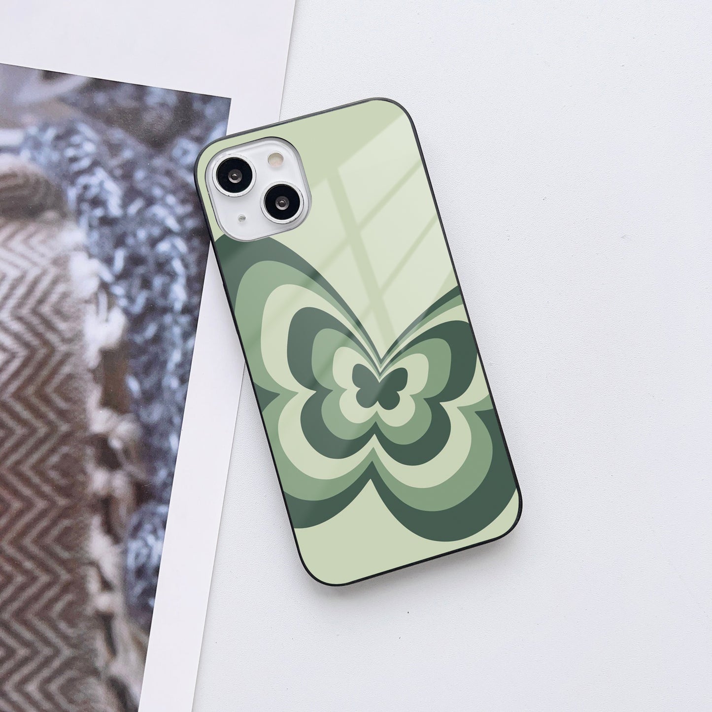 Butterfly Echo Pattern Customized Glass Mobile Cover