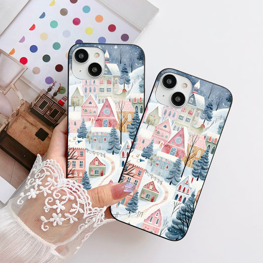 Christmas Snowtown Glass Case Mobile Cover