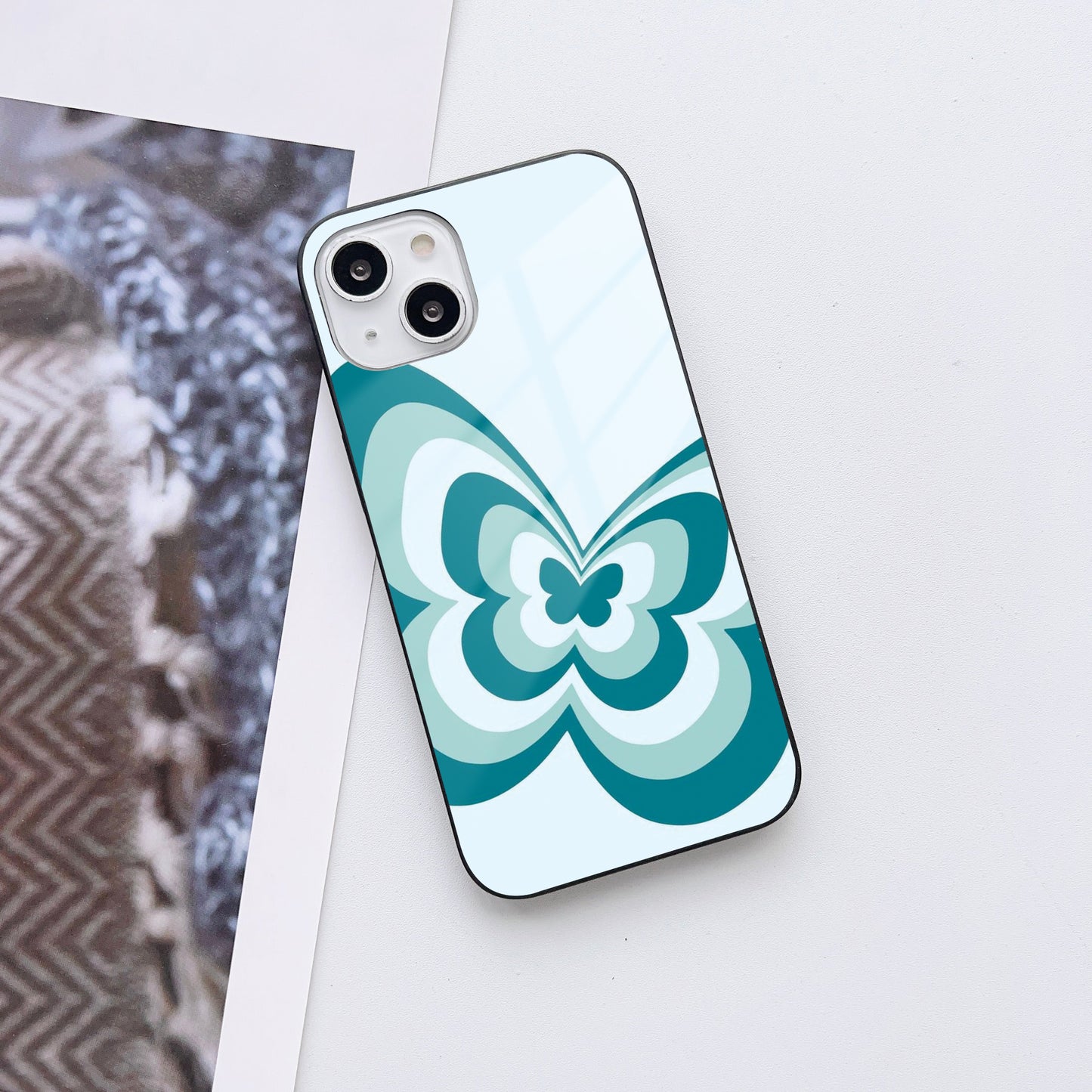 Butterfly Echo Pattern Customized Glass Mobile Cover