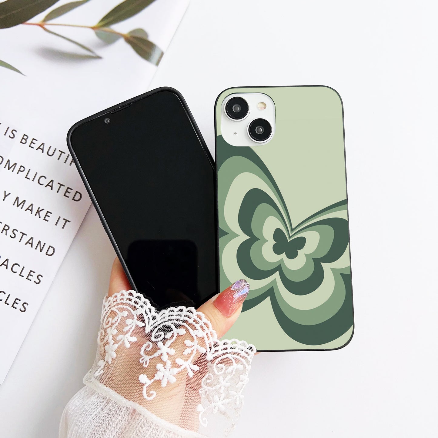 Butterfly Echo Pattern Customized Glass Mobile Cover