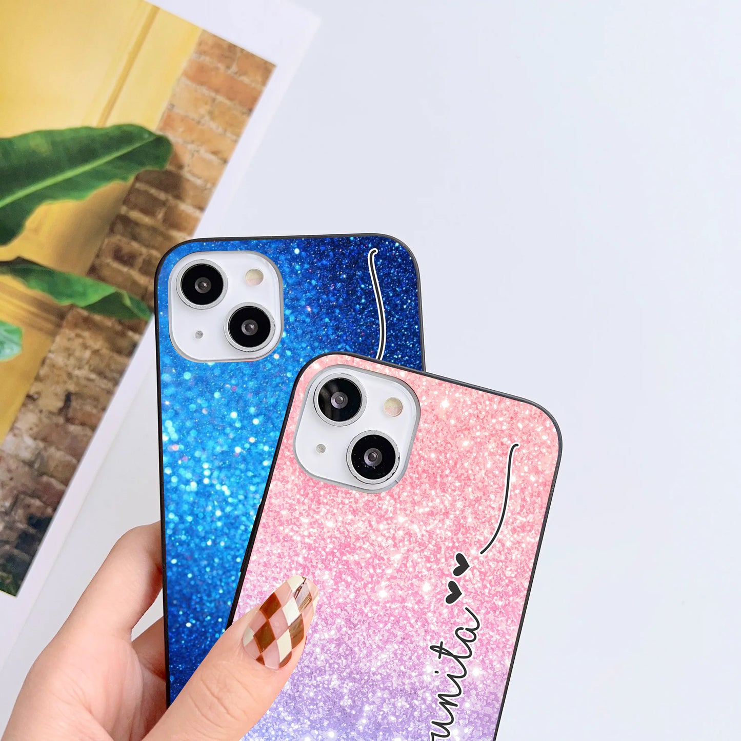 Sparkle & Glittery Vibes Customized Glass Mobile Cover