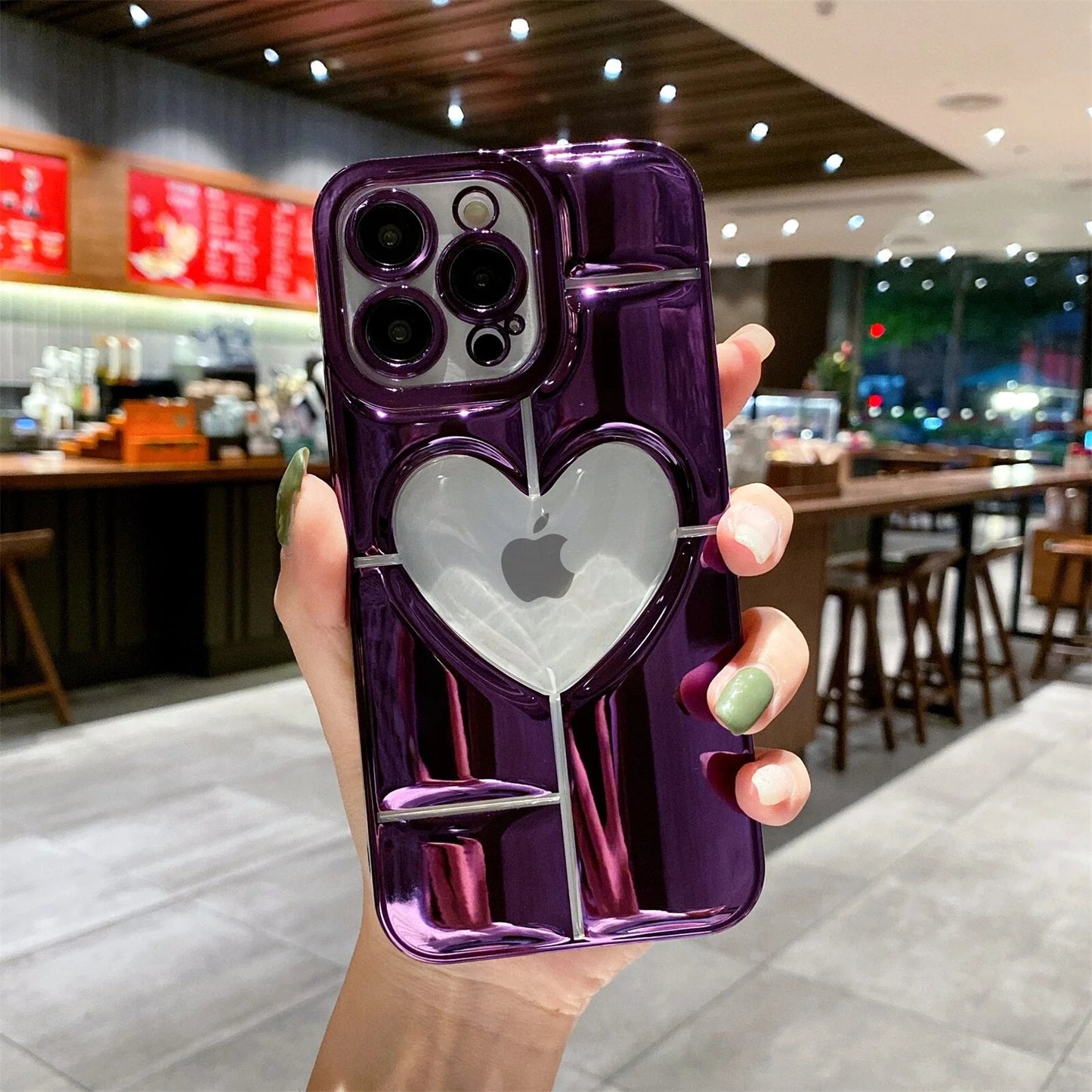 Electroplating 3D Hollow Love TPU For Phone Case