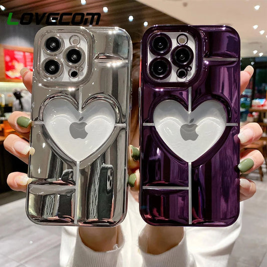 Electroplating 3D Hollow Love TPU For Phone Case