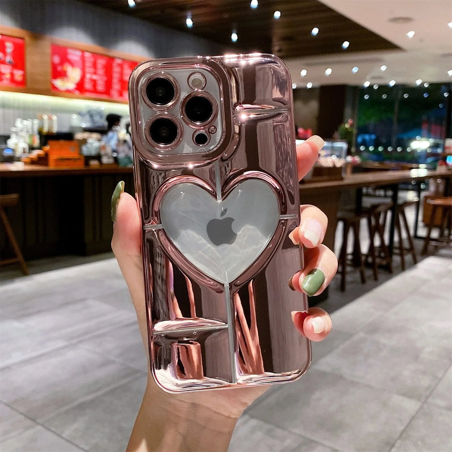 Electroplating 3D Hollow Love TPU For Phone Case