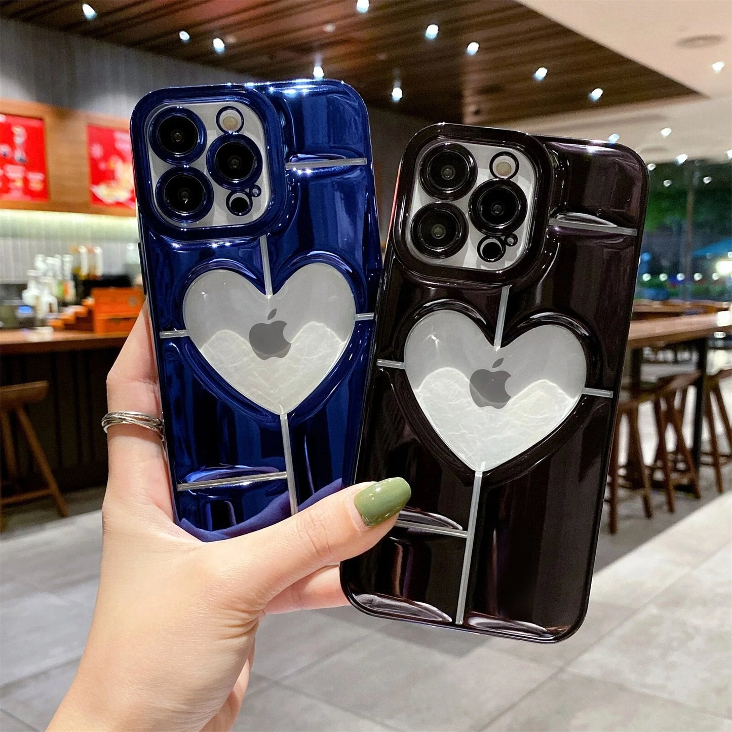 Electroplating 3D Hollow Love TPU For Phone Case