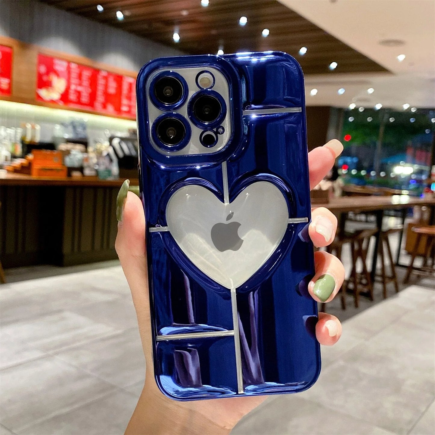 Electroplating 3D Hollow Love TPU For Phone Case