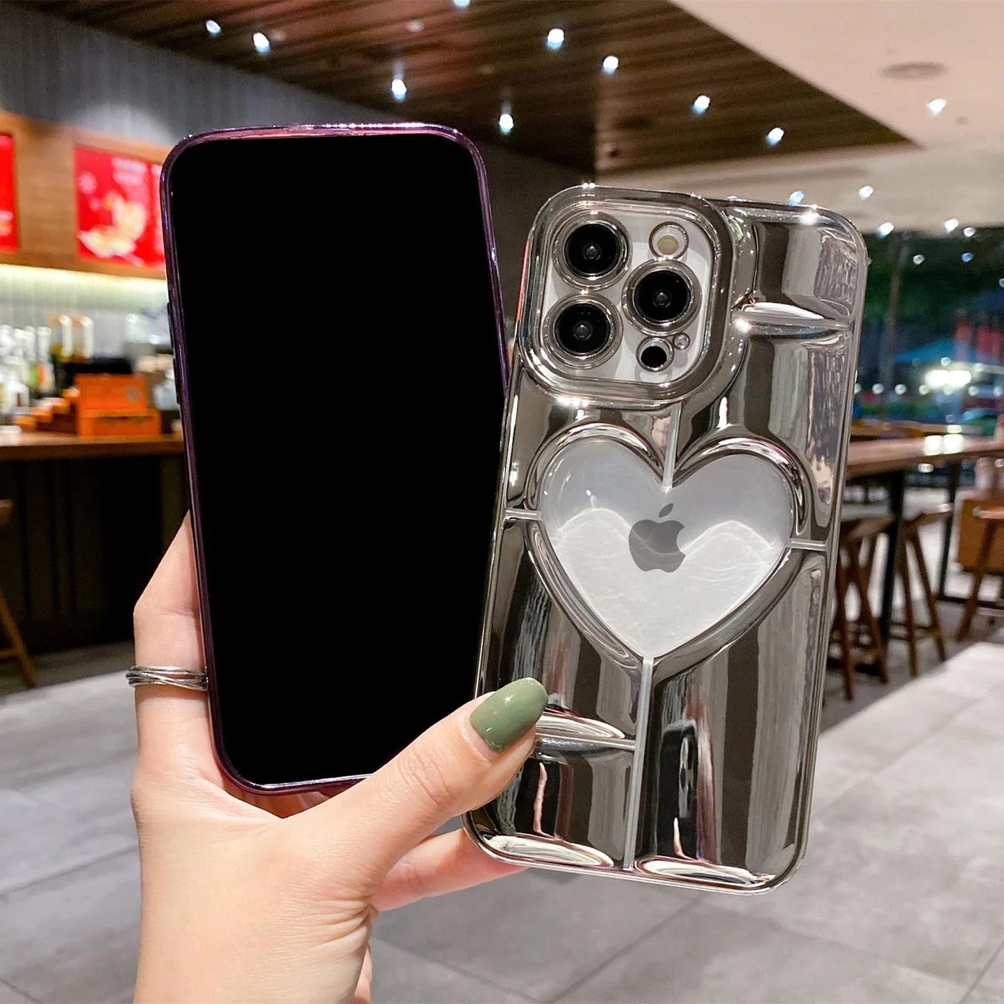 Electroplating 3D Hollow Love TPU For Phone Case