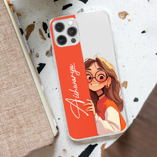 Curious Peeking Girl Customize Silicon Mobile Cover