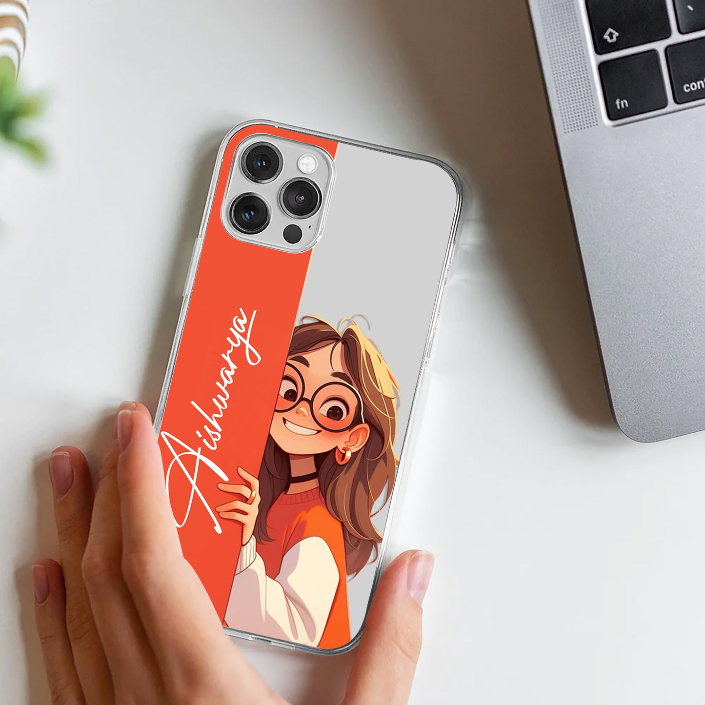 Curious Peeking Girl Customize Silicon Mobile Cover