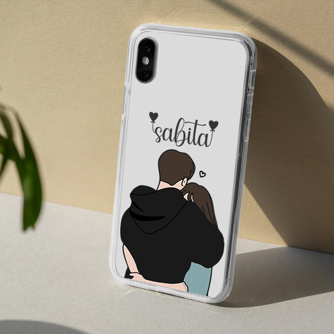 Couple Hugging Customize Silicon Mobile Cover