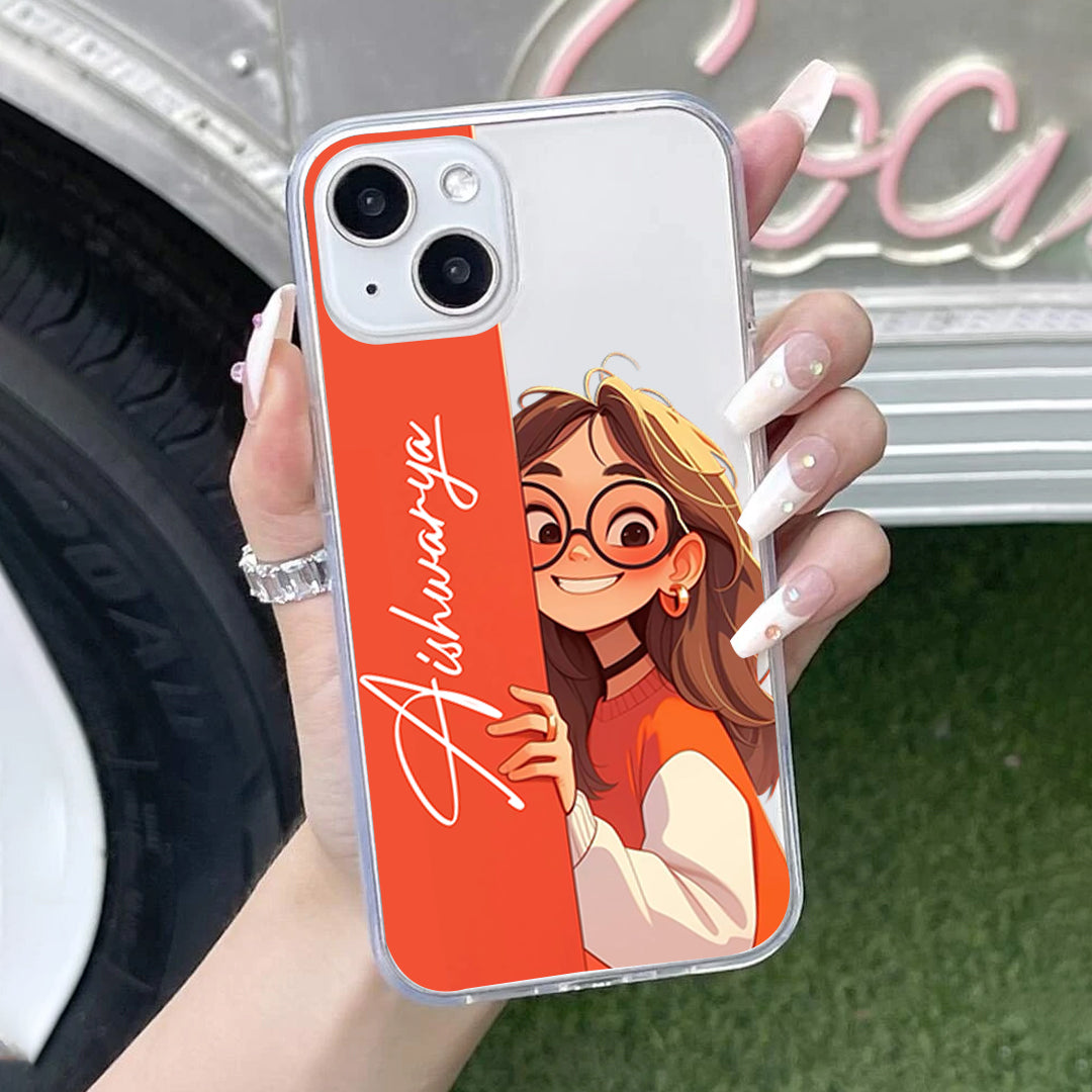 Curious Peeking Girl Customize Silicon Mobile Cover