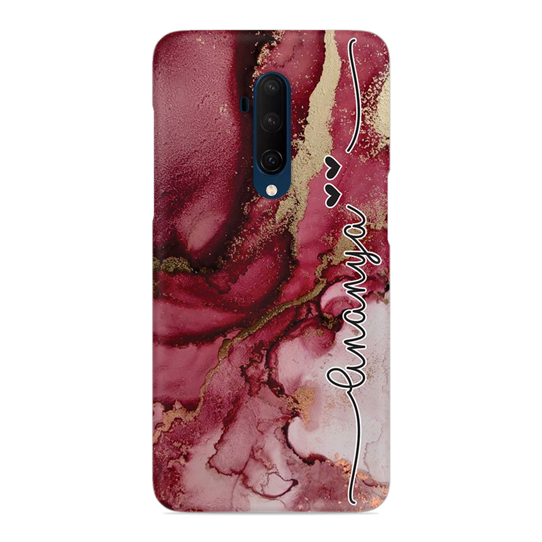 Maroon Marble Print Customize Name Slim Case For OnePlus