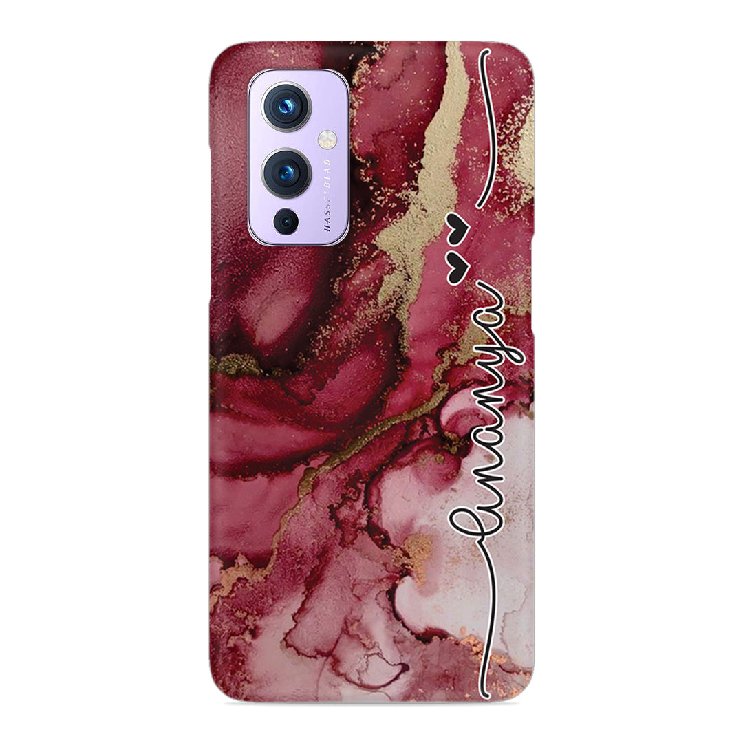 Maroon Marble Print Customize Name Slim Case For OnePlus