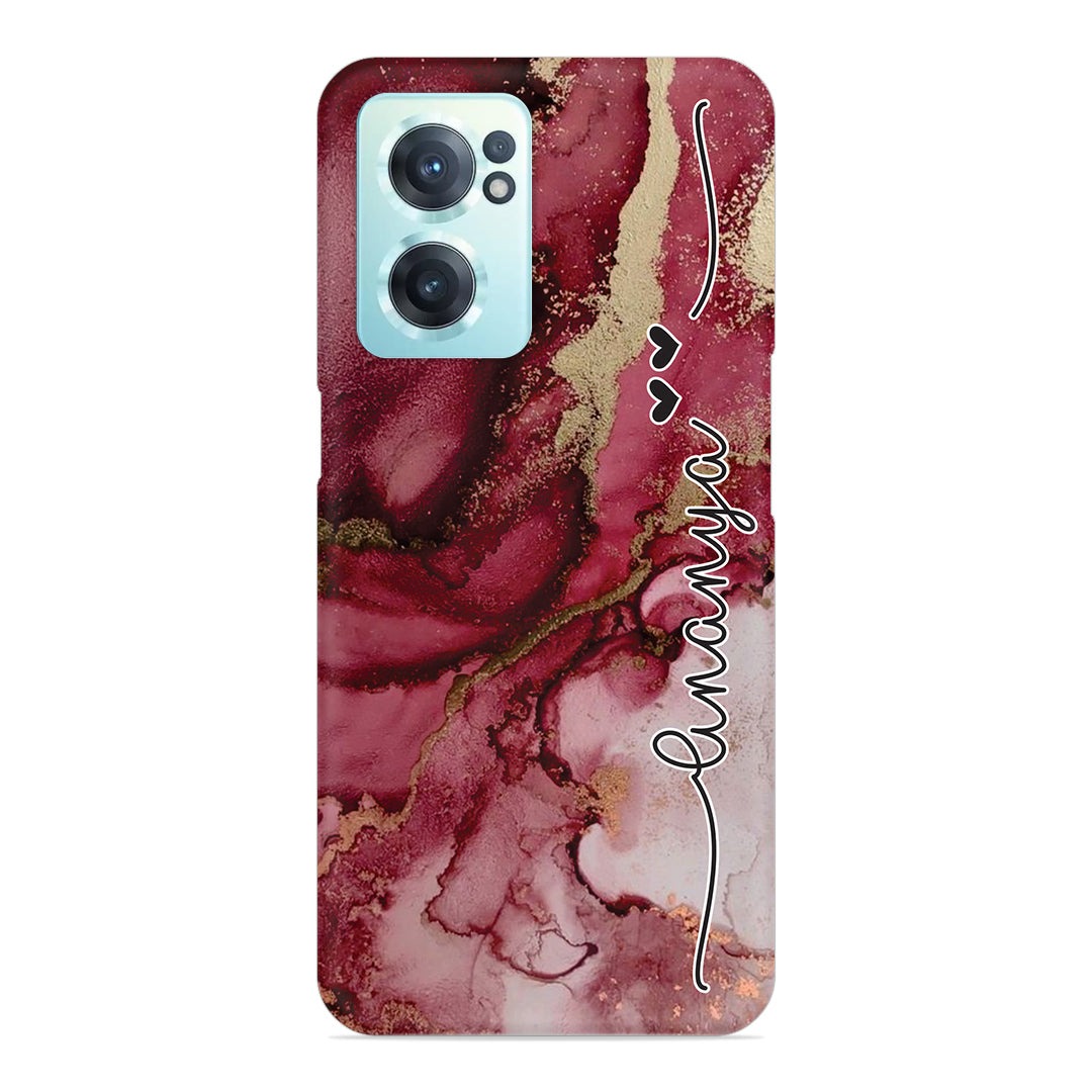 Maroon Marble Print Customize Name Slim Case For OnePlus